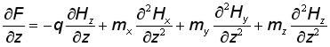 Equation of force derivative, combining single magnetic monopole and dipole approximations contribution