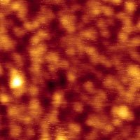 Fig.1. AFM topography, lamellar surface of lozenge-shaped PE crystal, Hi'Res-C14/Cr-Au AFM probe, 150x150nm
