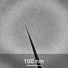 Fig.2d. SEM image of an old Hi'Res-C AFM tip