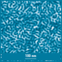 Tapping mode height image, hardened AFM tip R~30nm, PS-BR-PS triblock copolymer; p.c. S.Magonov, Bruker