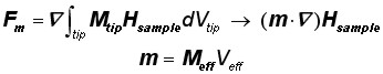 Equation of dipole single magnetic pole approximation of MFM tip model
