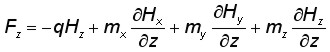 Equation of resulting force, combining single magnetic monopole and dipole approximations contribution