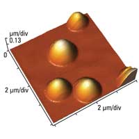 Fig.1. Non-contact mode AFM, microdrops of liquid n-alkane, p.c. A. Checco