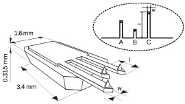 Fig.2 Silicon chip with cantilevers.