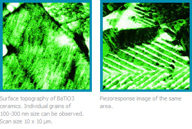 AFM topography/piezoresponse BaTiO3 ceramics, 10x10µm; S.Kalinin, T.Alvarez, D.Bonnell, UPenn