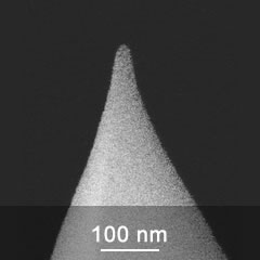 DLC coated AFM tip close-up