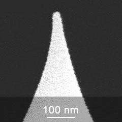 Pt coated AFM tip close-up